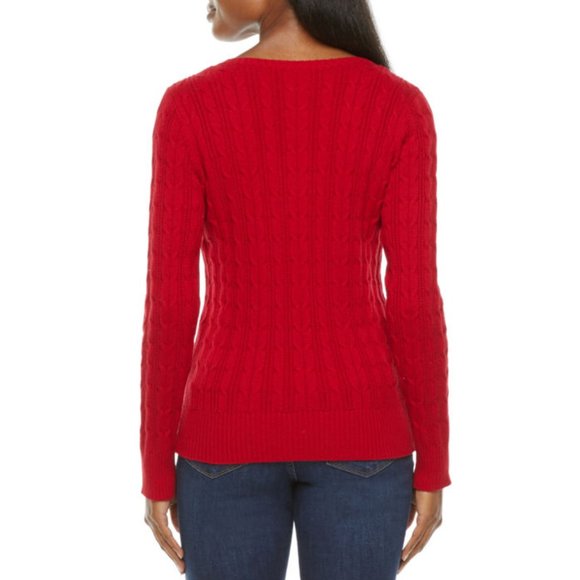 St. John's Bay Women's V Neck Long Sleeve Pullover Sweater - Picture 2 of 3